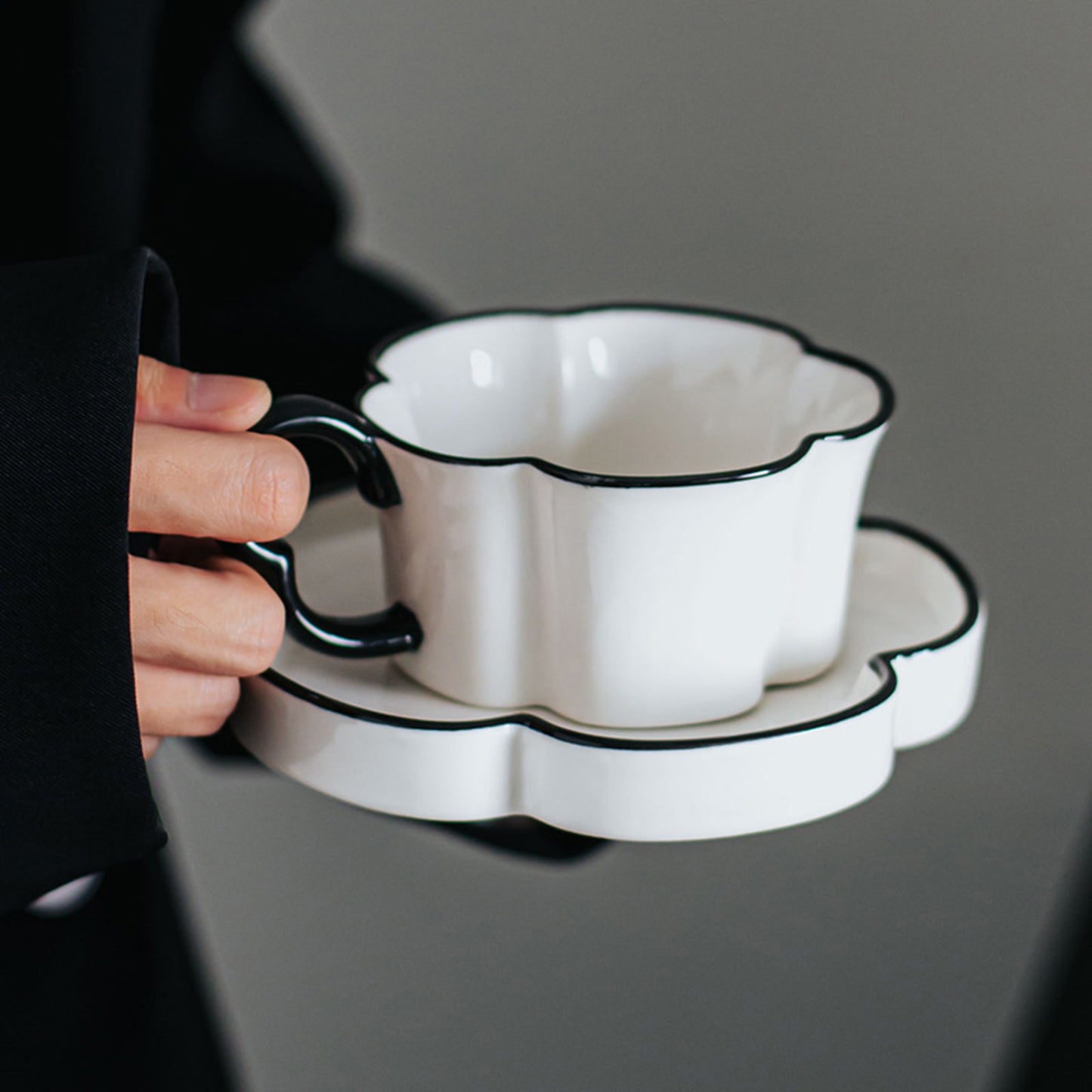 Flower Shaped Ceremic Cup and Saucer Set-8.4 oz/240 ml cAPA