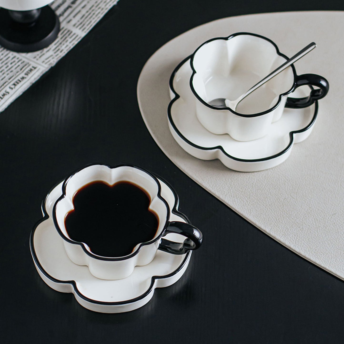 Flower Shaped Ceremic Cup and Saucer Set-8.4 oz/240 ml cAPA